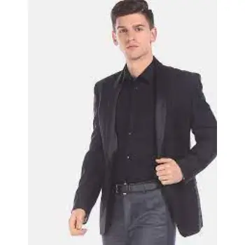 Men Black Zero Calorie Slim Fit Tuxedo Formal Blazer